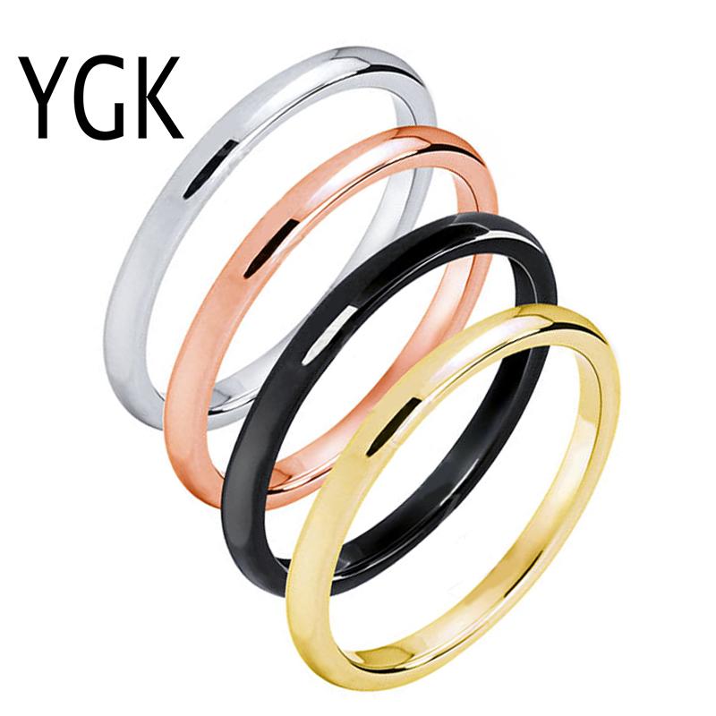 

YGK Jewelry 2mm Width FASHION Tungsten Ring Female Charms Ring Wedding Band for Women Lovers Party