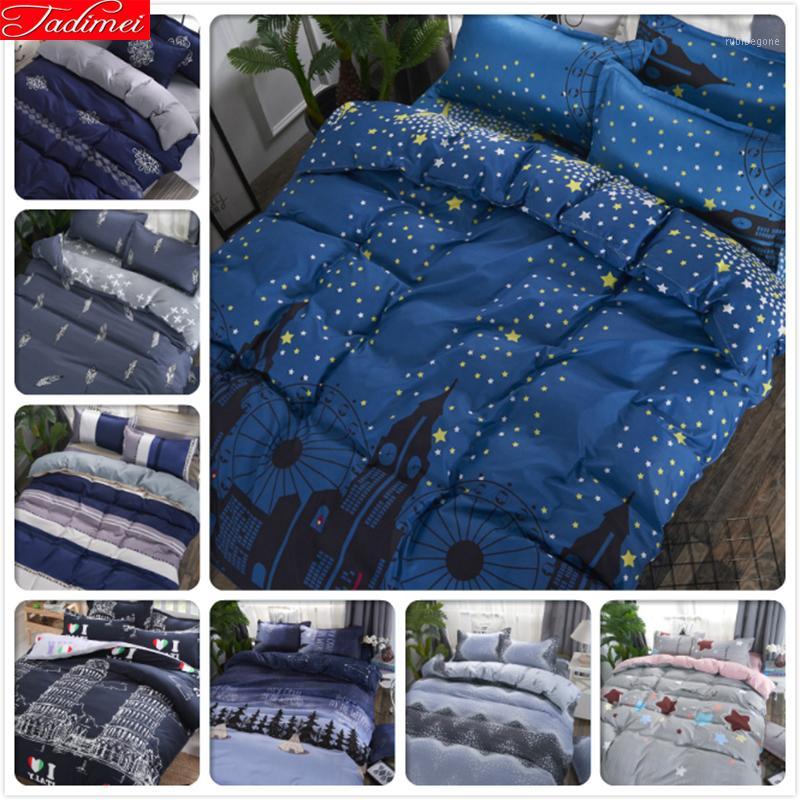 

Blue Night Sweet Soft Duvet Cover 3/4 pcs Bedding Set Adult Kids Child Bed Linens Single Full Double Queen King Size Quilt Case1, As photo 26
