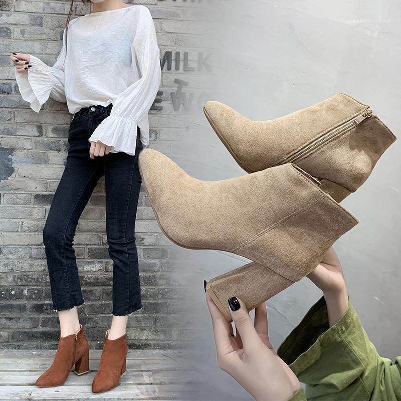 

Women's Rubber Boots Autumn Shoes Booties Woman 2020 High Heels Boots-women Round Toe Winter Footwear Rain Mid Calf1