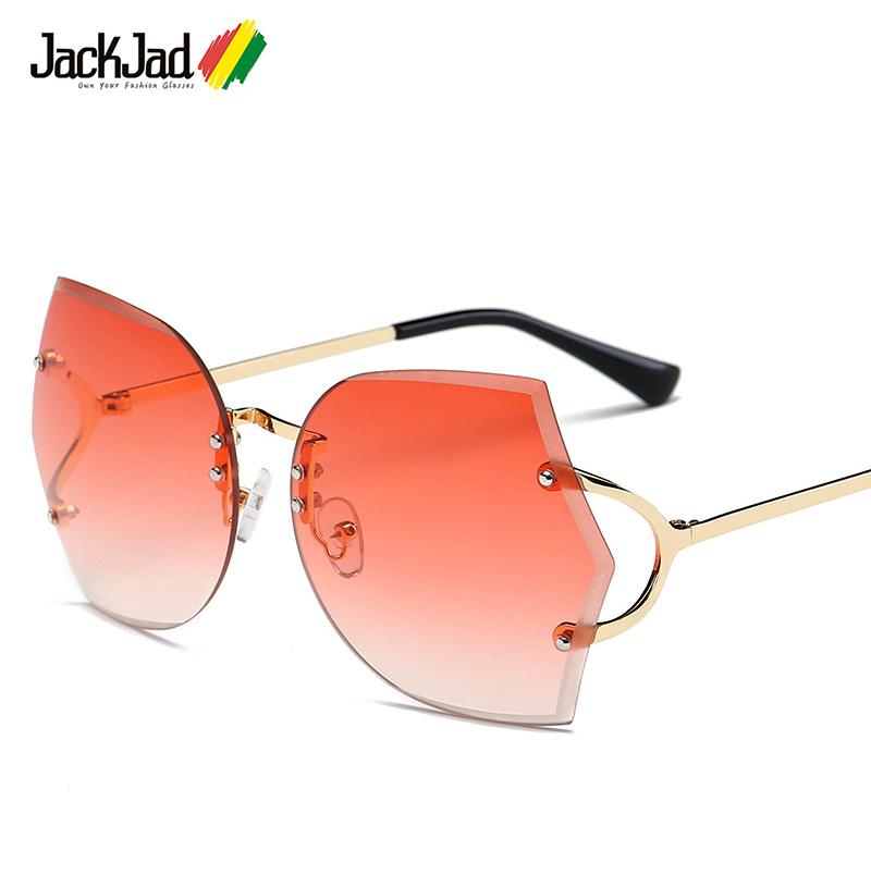 

JackJad 2020 New Rimless Gradient Sunglasses Women Transparent Brand Design Lady Female Sun Glasses UV400 Metal Frame Oversized