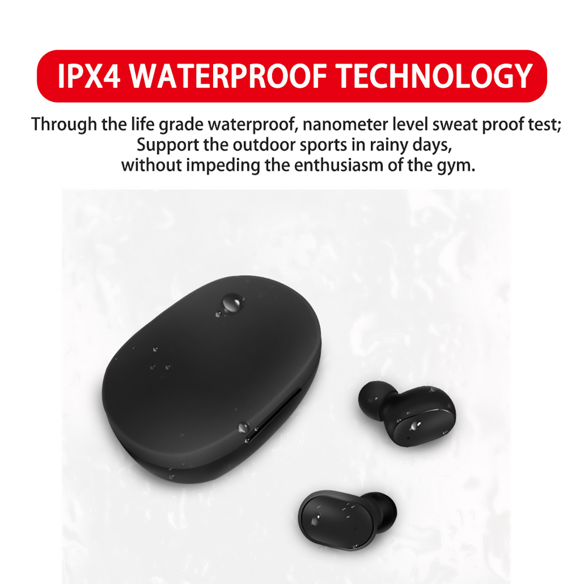 

Life Waterproof Earphone TWS A6S Headphone Bluetooth 5.0 Earbuds Wireless Headset with Mic for Xiaomi Huawei Samsung Smart Phones, Black