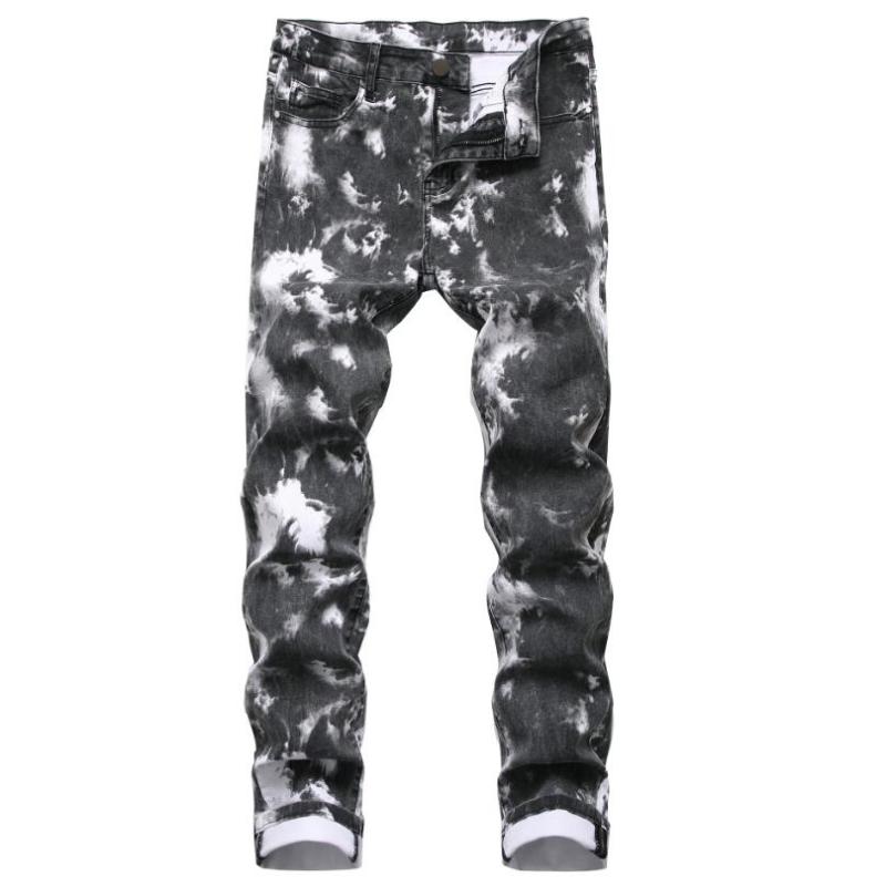 

2021 High Quality Men Casual Jeans Coated Slim Straight Biker Jeans Pants Male Denim trousers Casual Plus Size 7xl w1650, Black