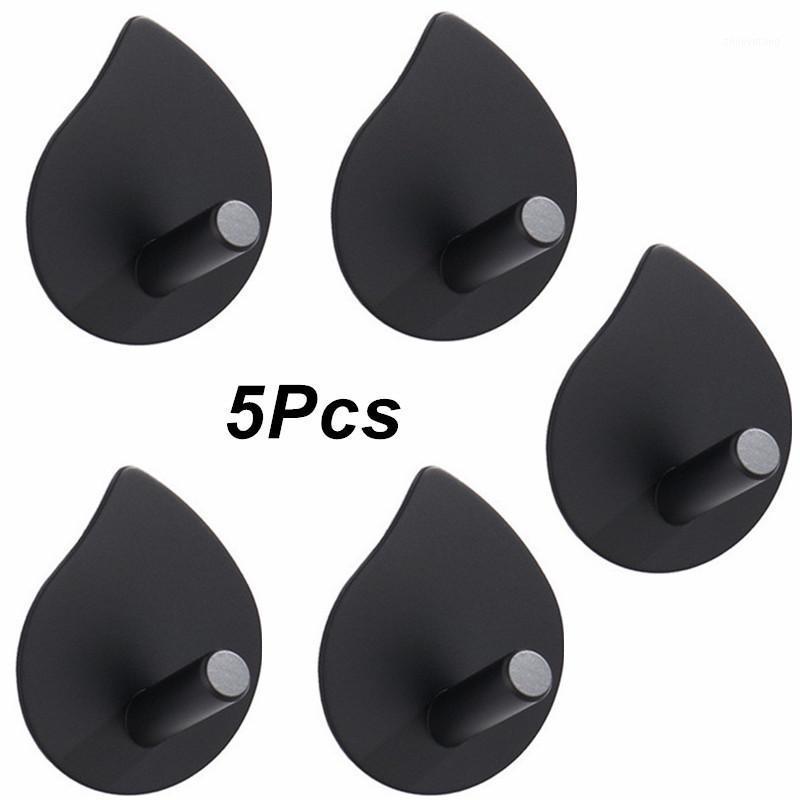

Robe Hooks 5Pcs Bathroom Black Hook Wall Mount Hanger Self Adhesive Towel Key 304 Stainless Steel Decorative