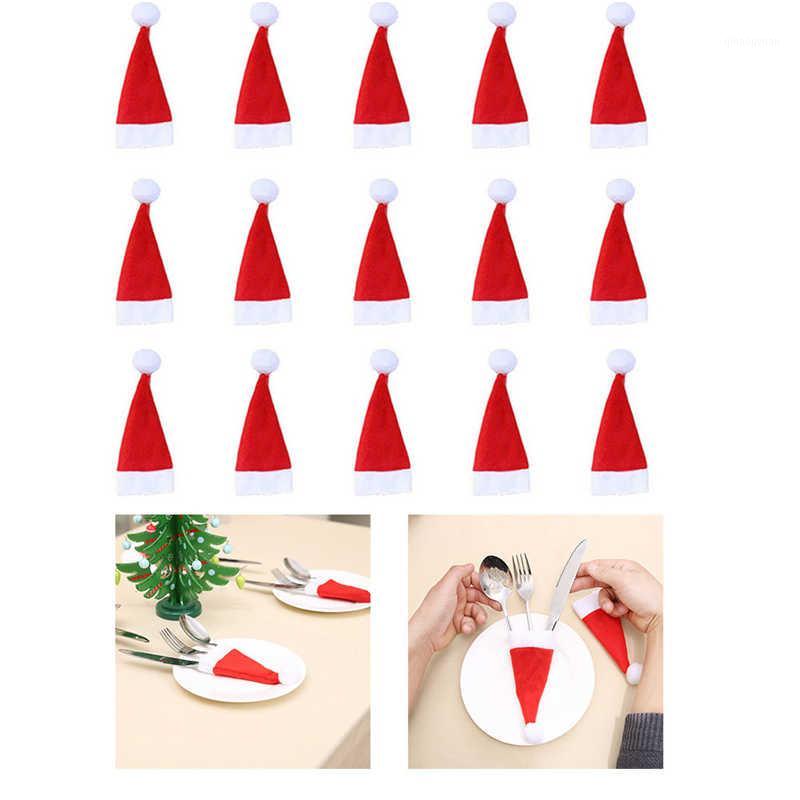 

Christmas Decorative Tableware Fork Set Christmas Hat Storage Tool #2o291