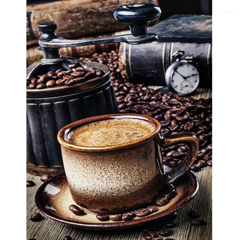 

DIY PBN Arcylic Painting Coffee Pictures By Numbers On Canvas Framed Wall Pictures Art For Living Room Home Decoration1