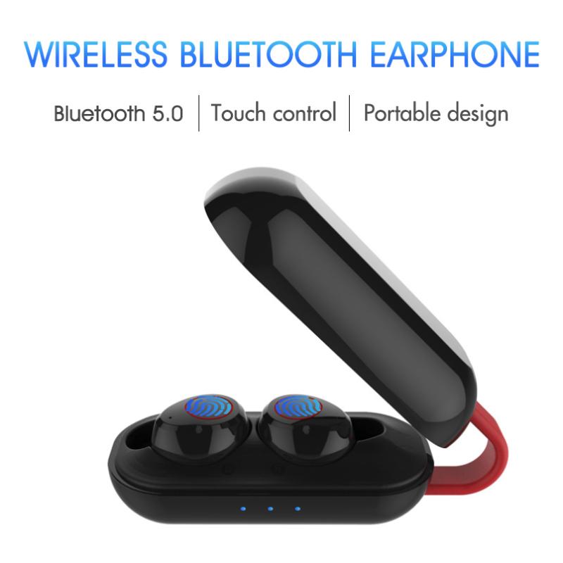 

OKEPOO Bluetooth 5.0 Earphone 3D stereo wireless Earbuds With Microphone Touch control Portable 400 mAh With Charging box, Black