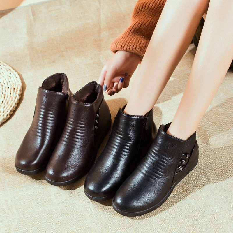 

2020 Shoes for Women Boots Snow Boots Winter Warm Fur Thick Bottom Breathable Shoes Plus Size #Hm0E, Black