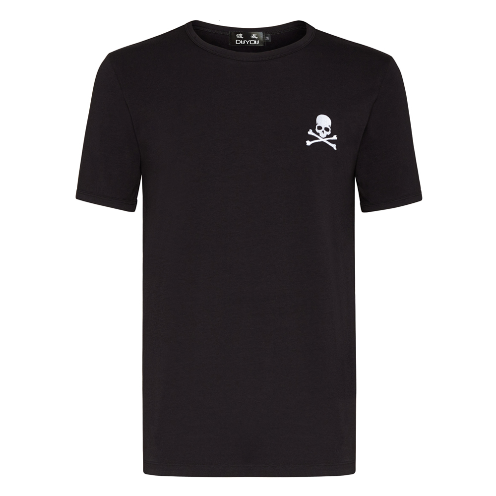 

Pp Bag Designer Shirts New Summer Basic Solid Men Embroidery Skull T-shirt Male 100% Cotton Tees Oyjy, White