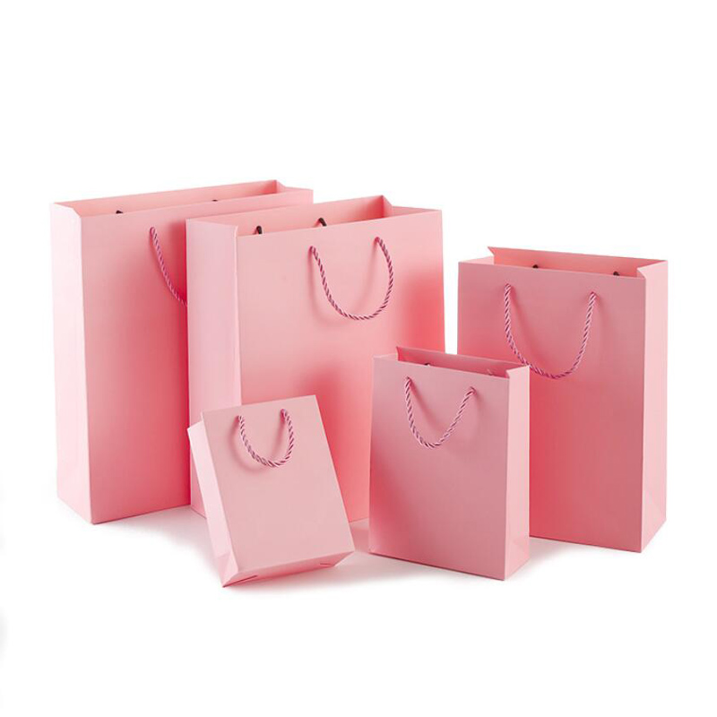 

Paper Gift Bags Different Color Kraft Paper Shopping Bag with Handles Thickened Clothing Storage Pounch Packaging Bags 0309pack