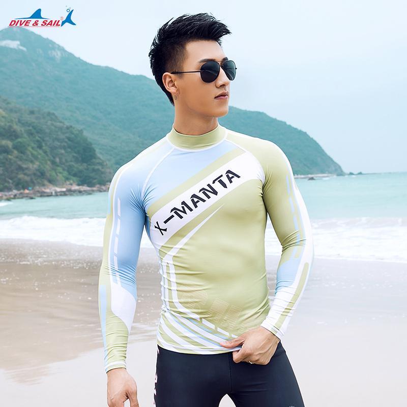 

Dive & Sail Rash Guard For Men Compression & Base Layer Shirt UPF 50+ Swim Shirt Basic Skins Tee Sun UV Protection Rashguard1
