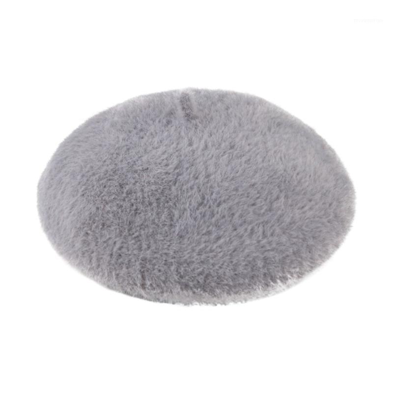 

Fashion Fur Winter Beret Hat For Women knitting Hat Cute Beret Adult Girl Solid Colors Fashion Lady Cap Dropshipping1, As show
