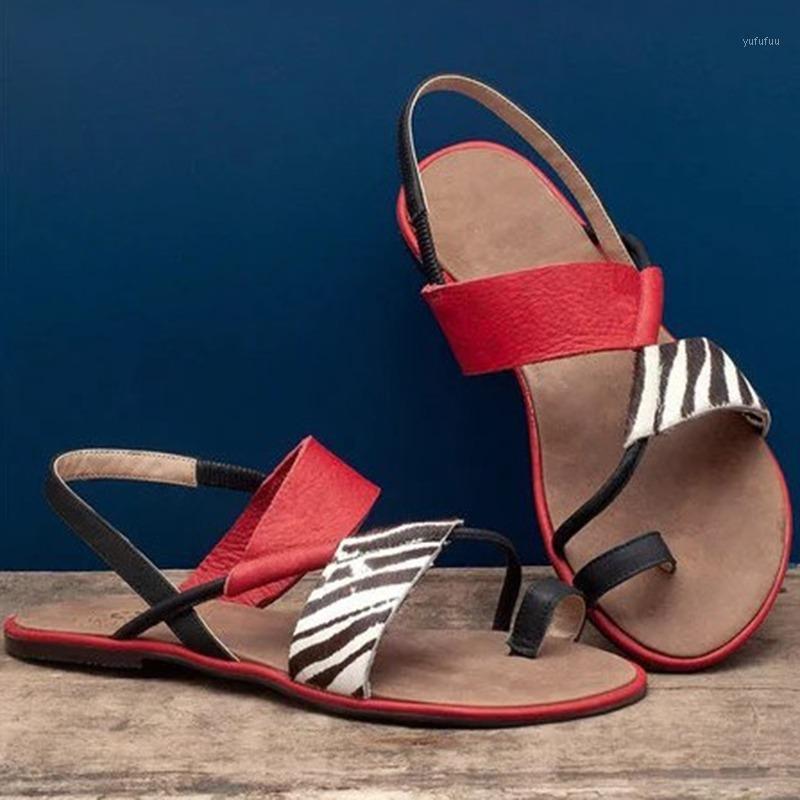 

JUNSRM 2020 New Bohemia Summer Sandals Women Zebra Flats Flip-flops Slip-on Shoes Women Cozy Casual Gladiator Beach Sandals1, Black