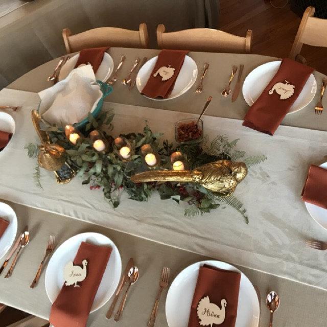

Turkey Place cards, Turkey Name Cards, Thanksgiving Table Setting, Wood Place Shape Thanksgiving Decor, Custom Nam
