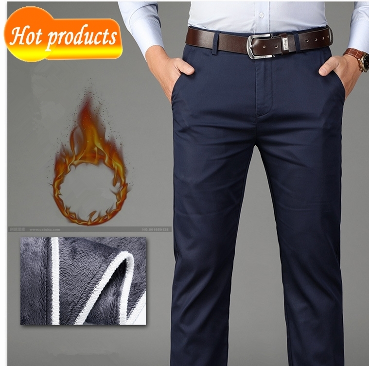 

2020 Winter Warm Velvet Wool Flannel Casual Thicken Straight Pants Plus Size 28-42 X7h5, 8018h khaki