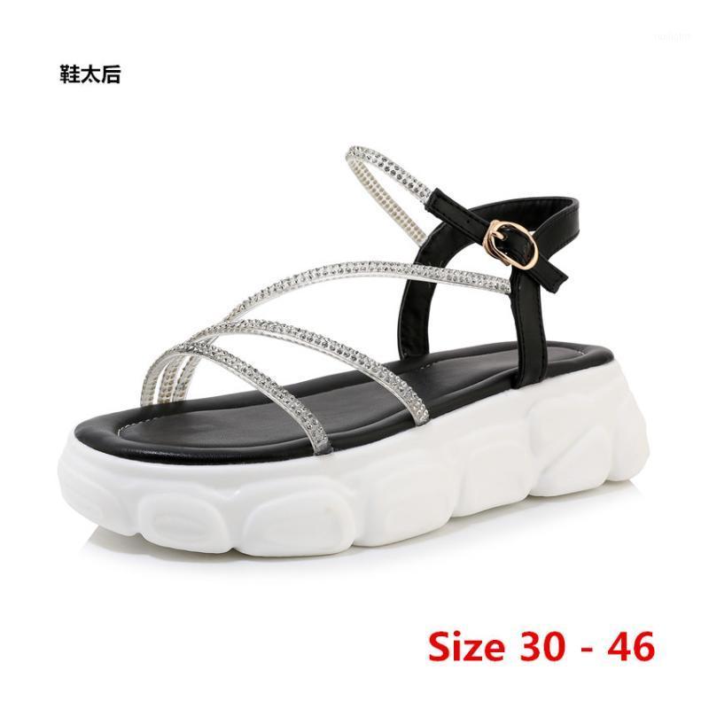 

Med High Heel Platform Sandals Female Summer Women Thick Bottom Shoes Wedge Open Toe Women's Sandals Small Big Size 30 - 461, White