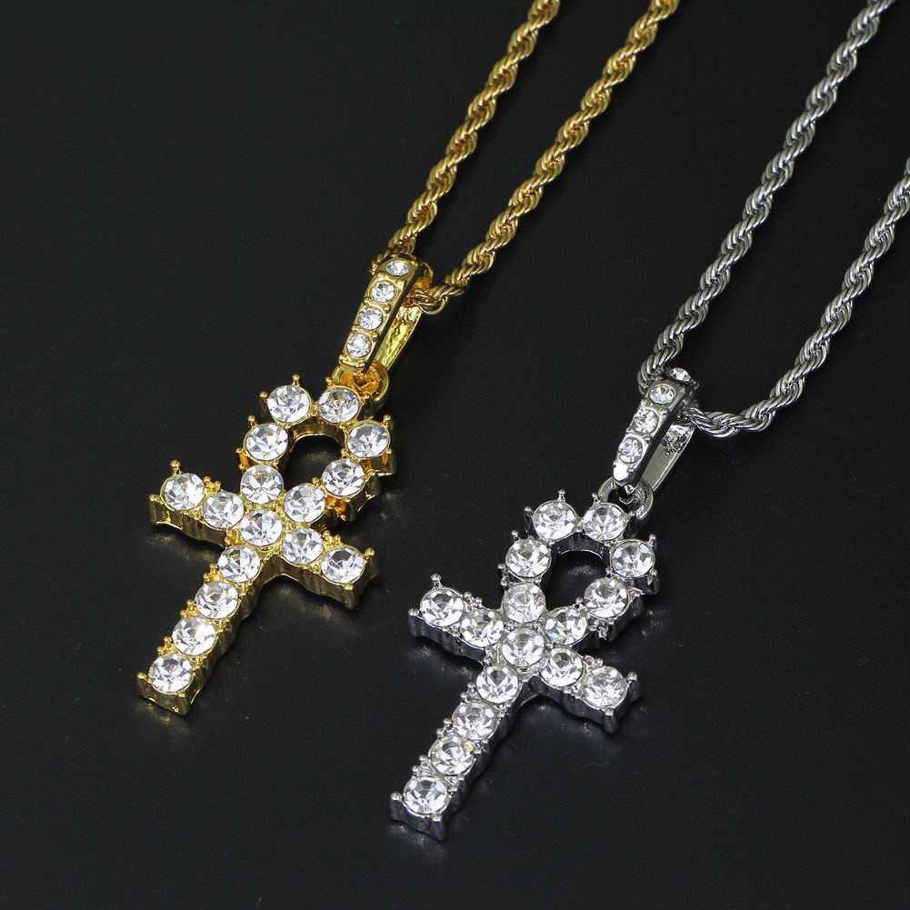 Preciosa 26/" Largo Tono Plata /& Gran Corazón Diamante Cruz Colgante Collar de cadena