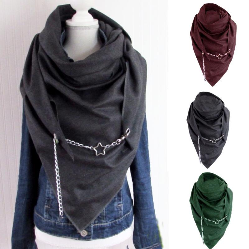 

Women Solid Scarf Winter Fashion Retro Scarves Female Warm Multi-purpose Windproof Button Soft Wrap Shawl Scarf Se6