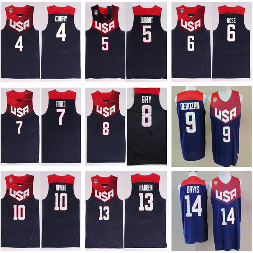 

2014 USA Basketball Jerseys Dream Team Eleven 4 Stephen Curry 5 Thompson 6 Derrick Rose 10 Kyrie Irving James Harden Kevin Durant 279w, White