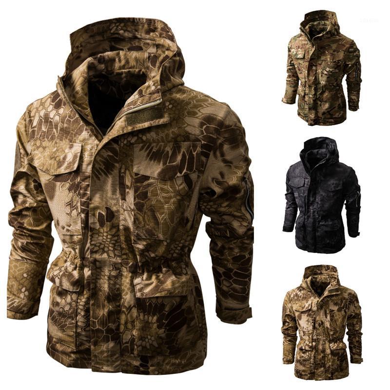 

Men' Camouflage Jacket Multi-Functional Tactical Hooded Jacket Casual Loose Long Sleeve Zipper Outdoor Coats1, Black