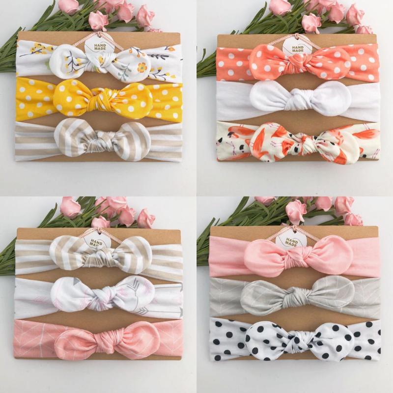 

3Pcs/Lot Children Butterfly Headbands Printing Ear Hairbands Ears Knot Baby Girls Hair Accessories