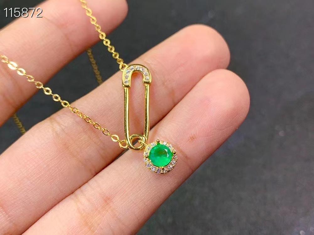 

charming natural green emerald gem pendant of necklace for women collarbone necklace real 925 silver gold plated party gift
