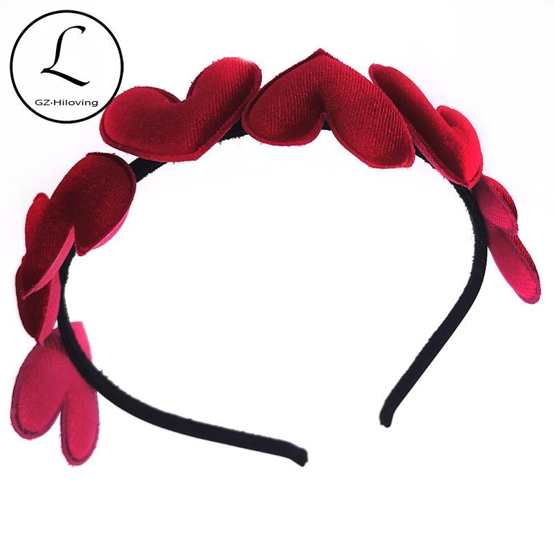 

GZhilovingl Summer Girls Princess Velvet Heart Hairband Headband Kids Infant Childs Habdmade Hair Accessories Tiara Party Gifts, Pale pink