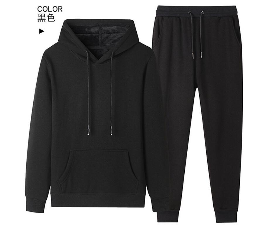 

2021 New Autumn Hot Two Pieces Sets Tracksuit Men Sportswear Hoodies Sweatshirts GU50, Black