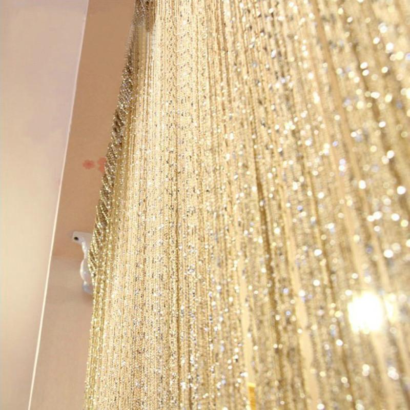 

200x100 cm Colorful Luxury Crystal Curtain Flash Line Shiny Tassel String Door Curtain Window Room Divider Home Decoration, Red