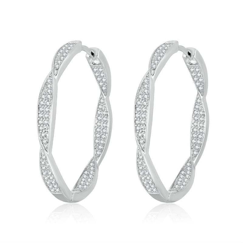 

Trendy Exquisite Zircon Twist Hoop Earrings Silver Color Statement Women jewelry ZK30