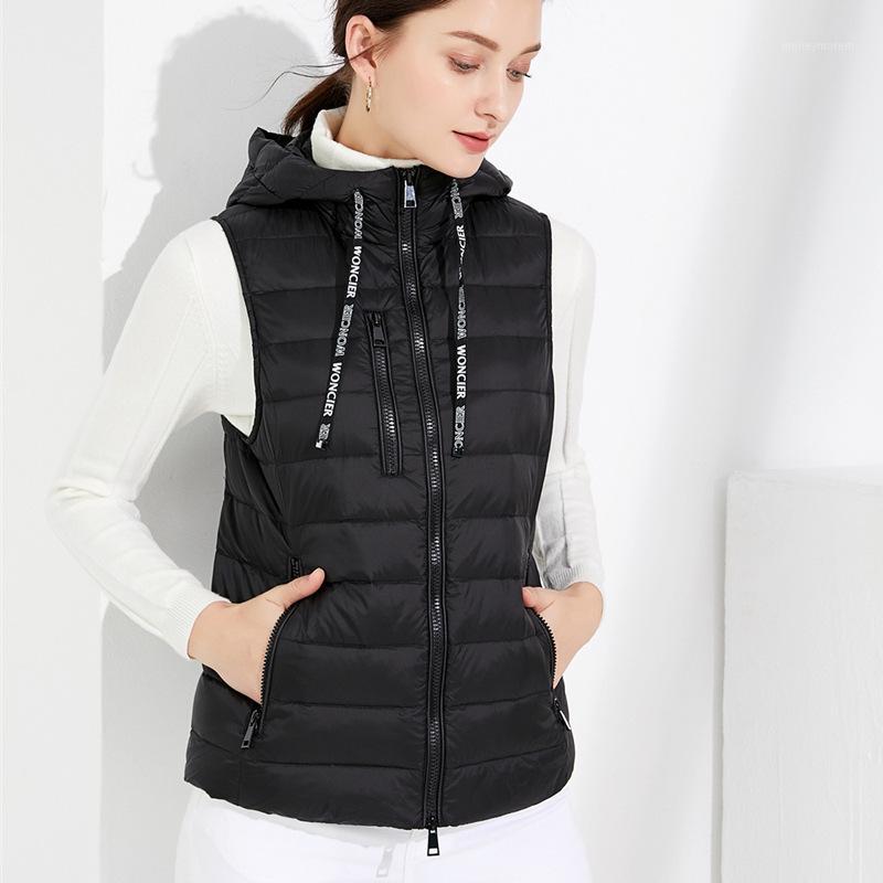 

Autumn Women Ultra-light Hooded Duck Vests Slim Portable Down Padded Parkas Female Sleeveless Jackets Waistcoats VT-2531, Beige