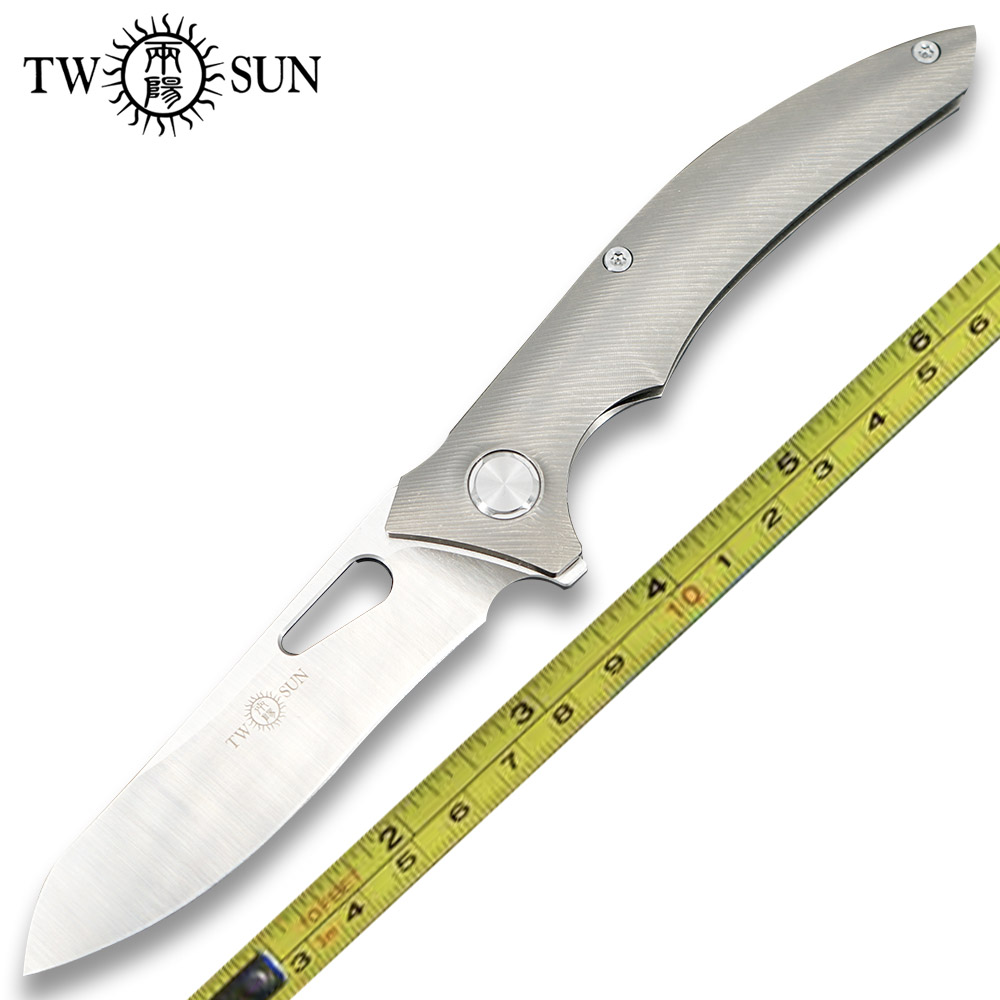 

TwoSun Knives Camping 14C28N Titanium Fast Open Pocket Folding Knife TS231