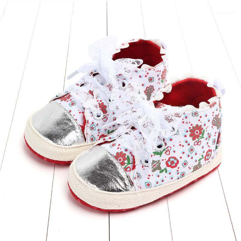 

Flower Baby Girl Shoes Canvas Lace Newborn Toddler Shoes Soft Sole Infant Girls First Walkers Non-Slip Baby Schoenen1, Red