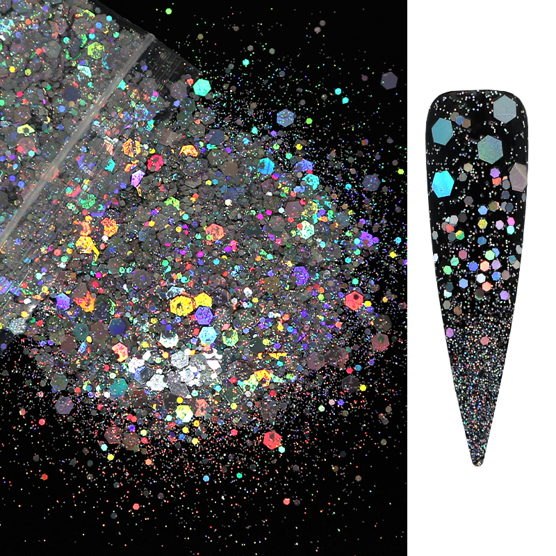 

25g/bag Holographic Chunky Nail Glitter Sequins Laser Mix Hexagon Shape Sparkly Flakes Slices Manicure Nails Art Decoration