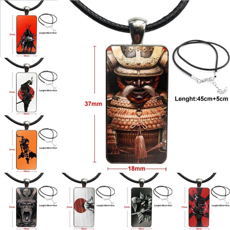 

Fashion Glass Cabochon Pendant Necklace With Women Steel Plated Statement Jewelry For Women Christmas Gift Cartoon Samurai