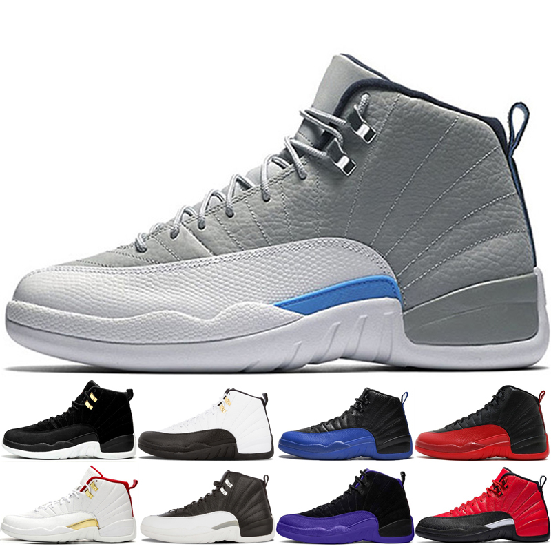

Grey mens Wolf 12s basketball shoes 12 chaussures Deep Royal Blue Gym red Reverse Taxi o-black the master winterized Indoor and outdoor shoe, O-white