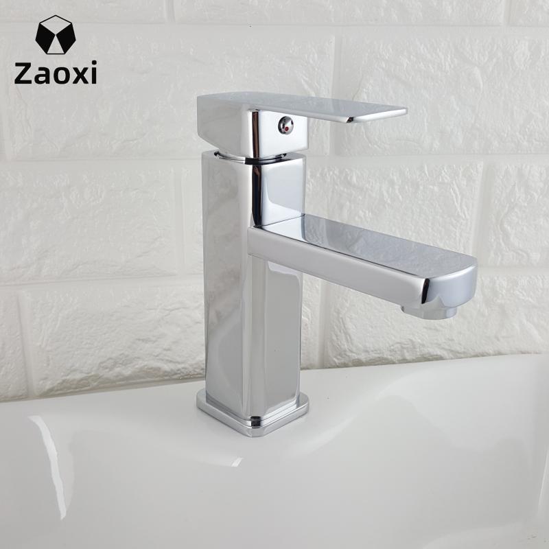 

ZAOXI Brass Chrome Deck Mounted Single Hole and Handle Hot Cold Bathroom Mixer Sink Tap Basin Faucet Vanity Water Tapware L339