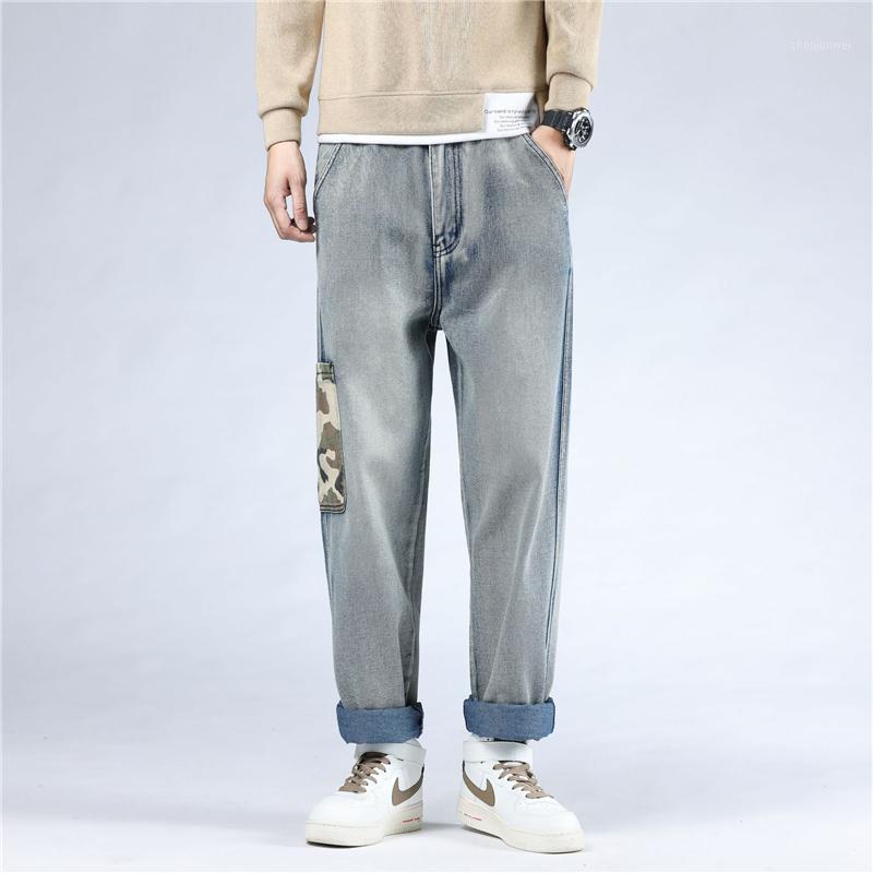 

Men's Jeans 46 Plus Size 2022 High Quality Baggy Chic Casual Denim Male Pocket Straight Pants Fashion Loose Trousers Streetwear, Light blue