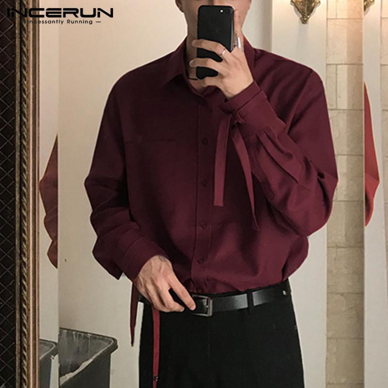 

Men Casual Shirt Turn Down Collar Long Sleeve Streetwear Brand Shirts 2020 Pockets Fashion Solid Color Leisure Camisas INCERUN, Black