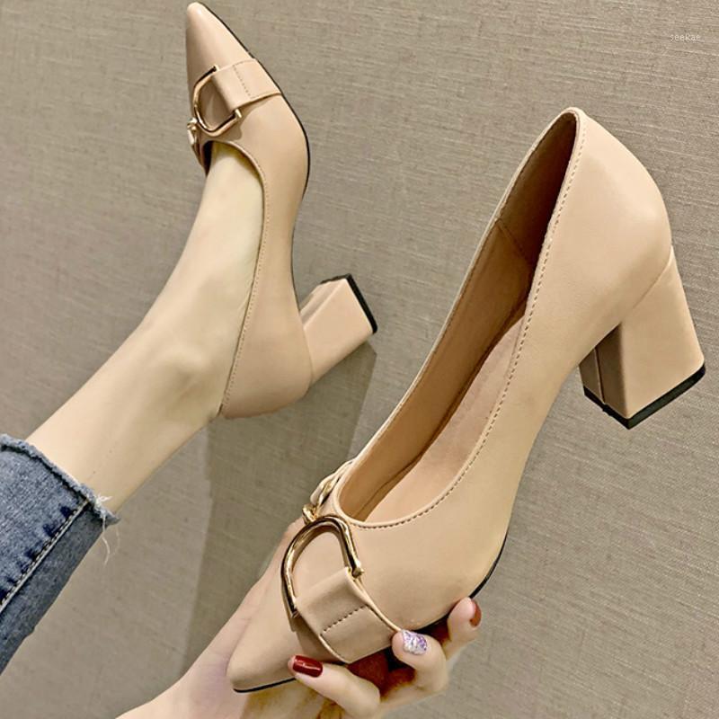 

2021 New Fashion Women Pumps Shoes Black High Heels Lady Patent Leather Thick Shoes Autumn Pointed Single Office H1-861