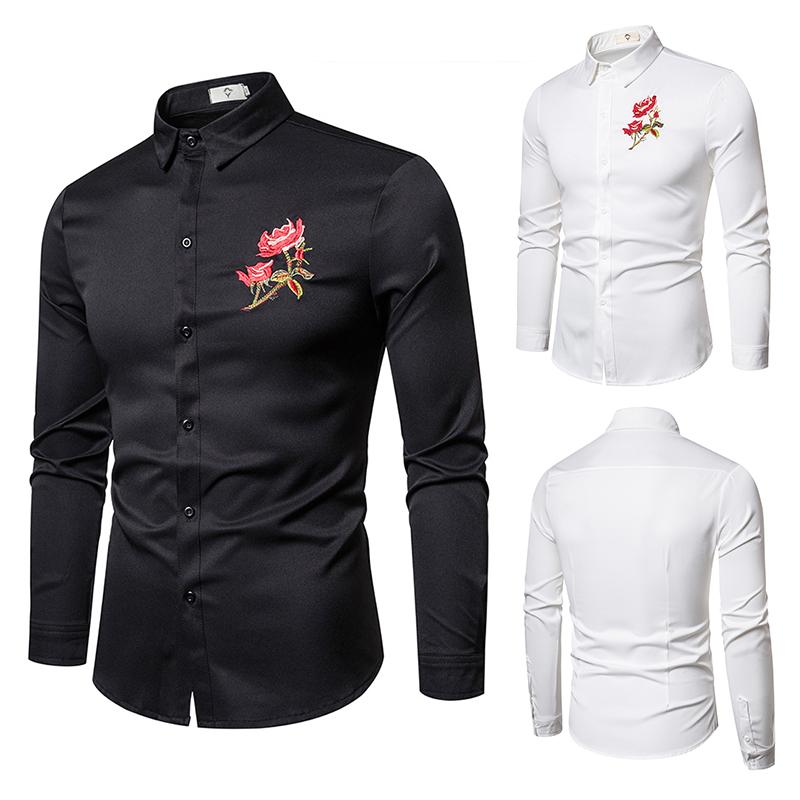 

2020 men's new simple solid color fashion casual long sleeve shirt slim Lapel business shirt top 9013