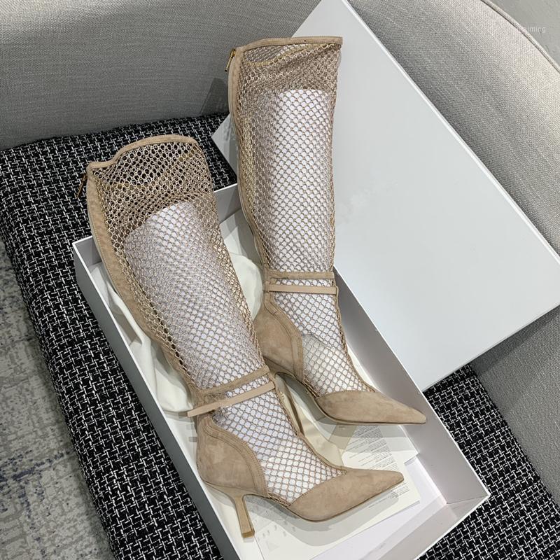 

Genuine Suede Leather Women Knee HIgh Boots Sexy Stiletto High Heels Pumps Fashion Cuts Out Long Boots For Women botas de mujer1, As show