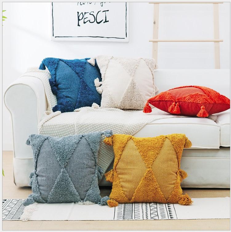 

Yellow Beige Red Grey Blue Tassels Cushion Cover 45x45cm Embroidery Pillow Cover Home Decor Sofa PillowCase Pillow Sham, Inner pillow