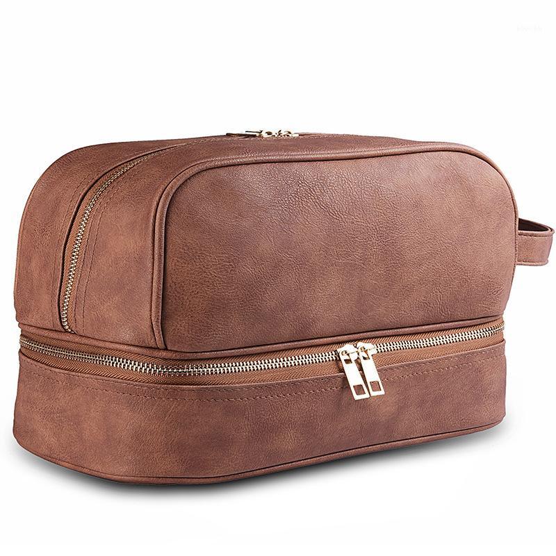

Double Layer Cosmetic Bag Leather Cosmetic Bag1, Brown