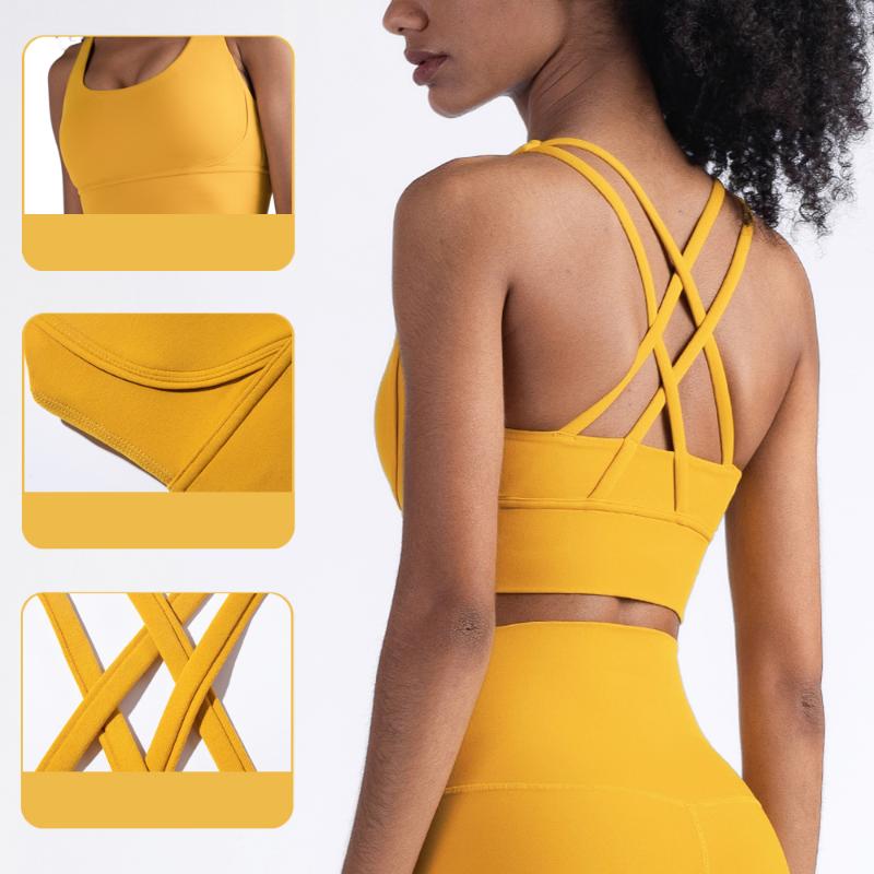 

New Sports Bra Women's Cross Back Fitness Running Sexy Beautiful Yoga Padded Crop TopTraining Soft Without Frame Gym Underwear, Colour4