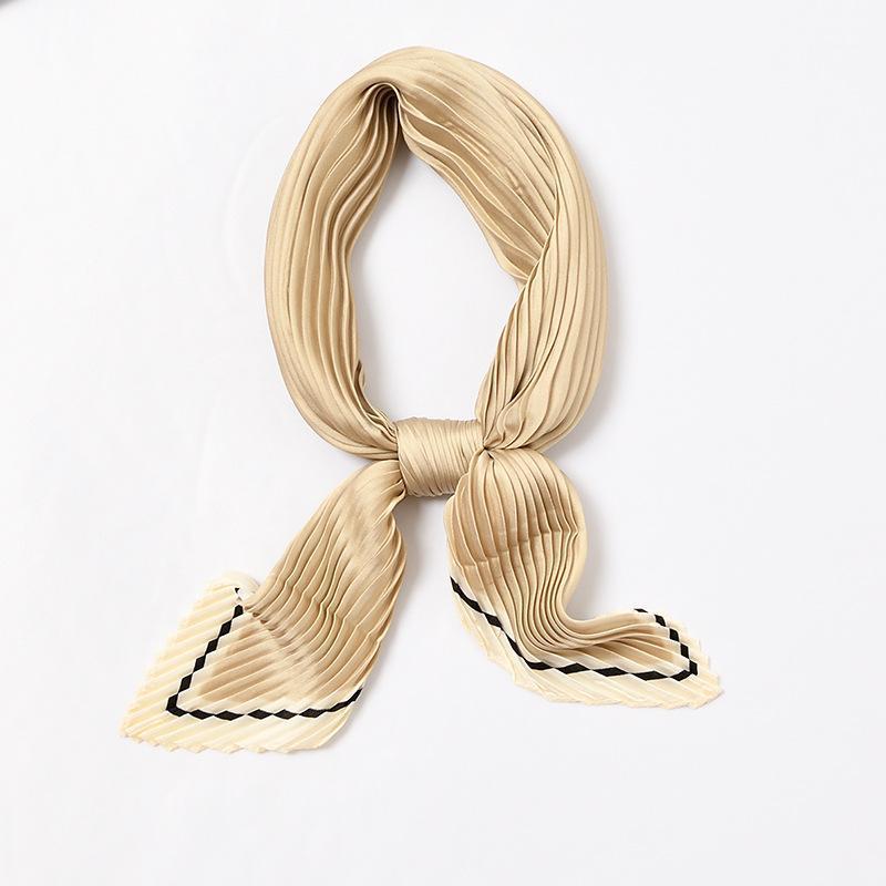 

Solid Color Small Bandana Women Silk Crinkle Scarf Pleated Neckwear [3998]1