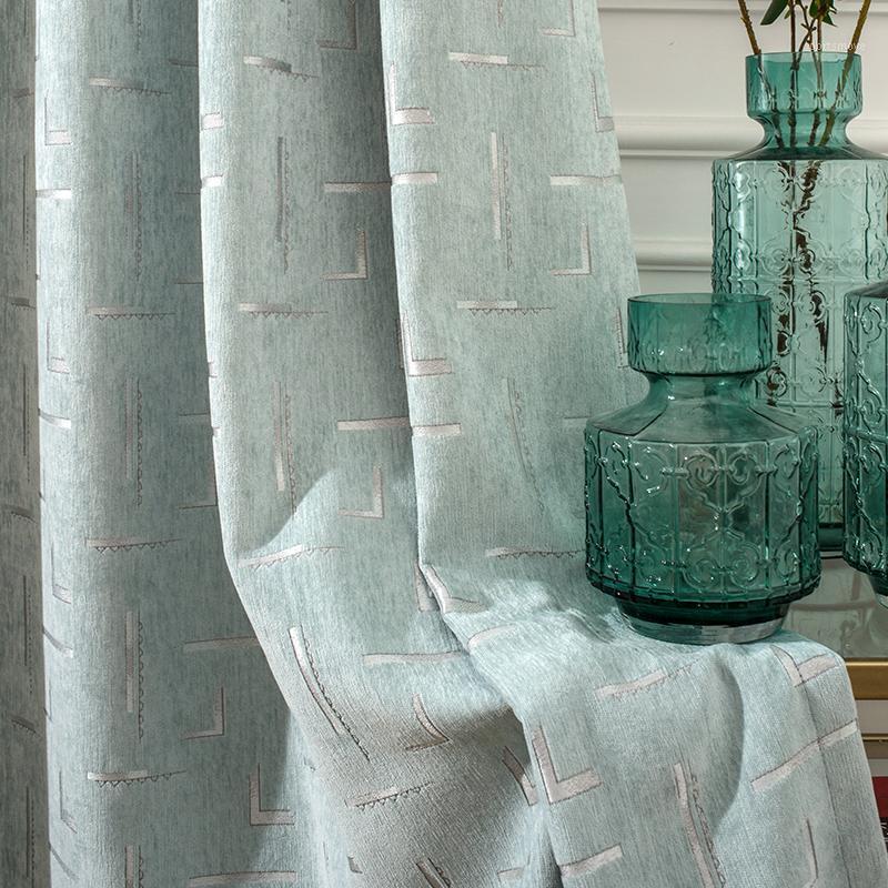 

Modern Minimalist Fashion Pink Green Chenille Curtains Shading Bedroom Living Room Floor Bay Window Cord1, Curtain