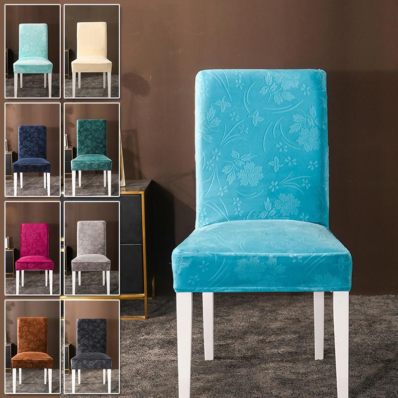 

Soft Velvet Cloth Plush Fabric Chair Cover Thick Keep Warm Dust-Proof Slipcovers Chair Covers For Kitchen Dining Room Wedding