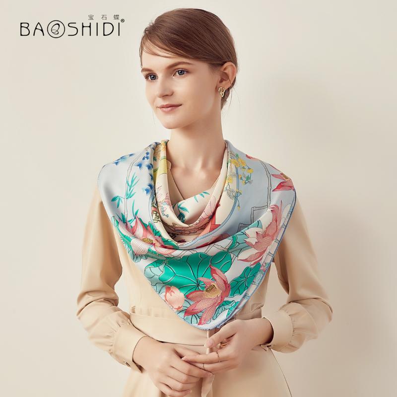 

Butterfly silk scarf women's double-sided printing autumn and winter New versatile gift scarf Hangzhou Silk large square