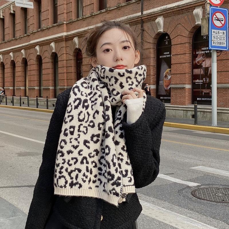 

Women Leopard Cashmere Scarf Winter Warm Shawls And Wraps Lady Print Thick Blanket Neck Scarves Bufanda