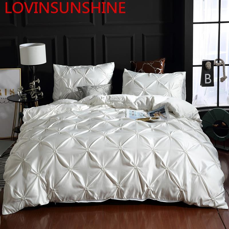 

LOVINSUNSHINE Comforter Bedding Sets Double Flower Bed Linen US King Size Silk Duvet Cover Set AN02#, White